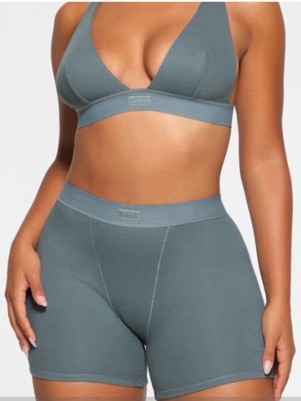 NEW SKIMS Cotton Rib Boxer Kyanite Blue Large  NWT Women's